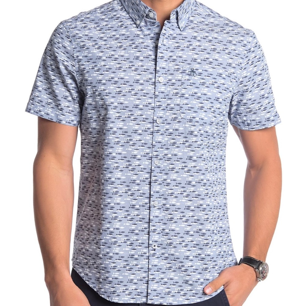 Original Penguin Short Sleeve Trim Fit Shirt - L